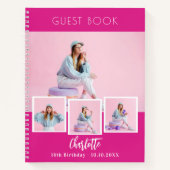 Guest book birthday hot pink photo collage girl ノートブック (正面)