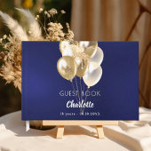 Guest book birthday navy blue gold balloons ゲストブック