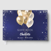 Guest book birthday navy blue gold balloons ゲストブック (正面)