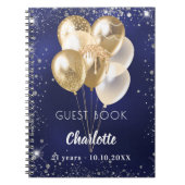 Guest book birthday navy blue gold balloons ノートブック (正面)