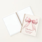 Guest book Birthday pink bow ivory pearls ノートブック (内部)