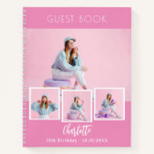 Guest book birthday pink photo collage girl ノートブック (正面)