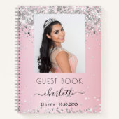 Guest book birthday pink silver photo ノートブック (正面)