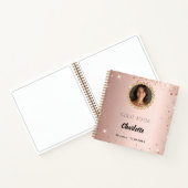 Guest book birthday rose gold photo diamonds ノートブック (内部)
