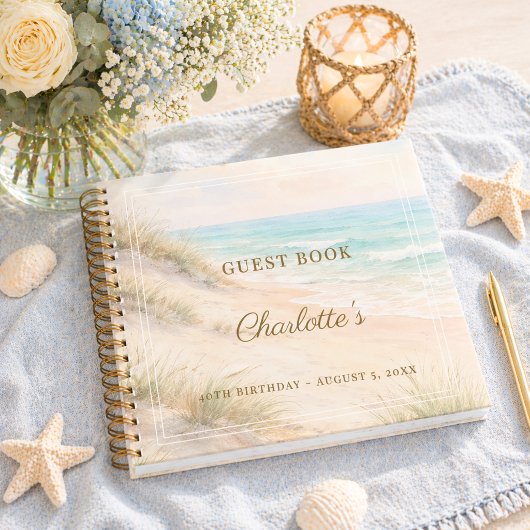 Guest book Birthday summer beach coastal ノートブック