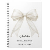 Guest book Bridal Shower bow ivory white pearls ノートブック (正面)