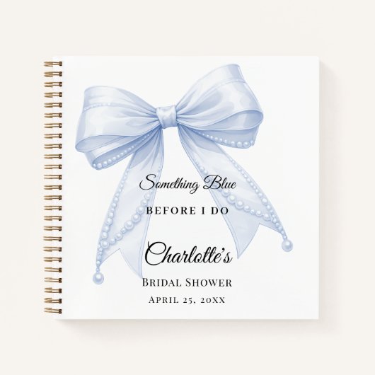 Guest book Bridal Shower bow something blue ノートブック (正面)