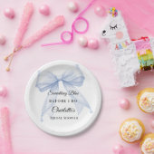 Guest book Bridal Shower bow something blue ペーパープレート (パーティー)