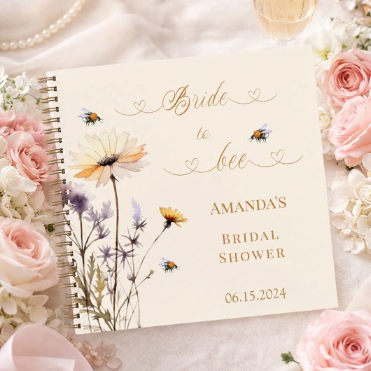 Guest book Bridal Shower wildflowers Bride to Bee ノートブック