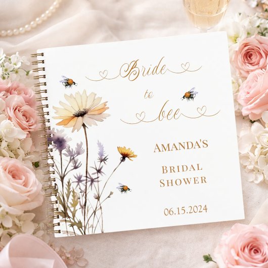 Guest book Bridal Shower wildflowers Bride to Bee ノートブック