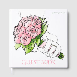 Guest Book - Bride's Hand with Ring and Peony ゲストブック