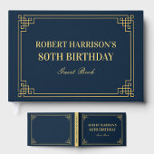 Guest Book Chic Navy Gold 80th Birthday ゲストブック
