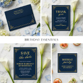 Guest Book Chic Navy Gold 80th Birthday ゲストブック