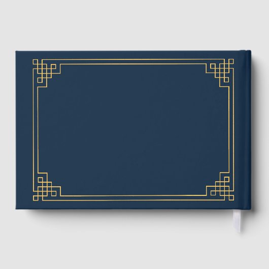 Guest Book Chic Navy Gold 80th Birthday ゲストブック (裏面)