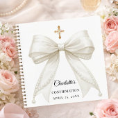 Guest book Confirmation bow ivory white pearls ノートブック