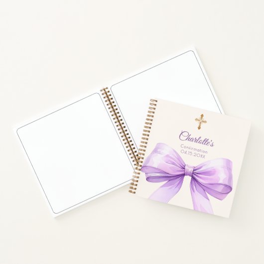 Guest book Confirmation lavender bow cream ノートブック (内部)