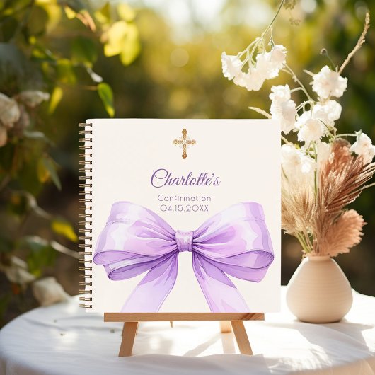 Guest book Confirmation lavender bow cream ノートブック