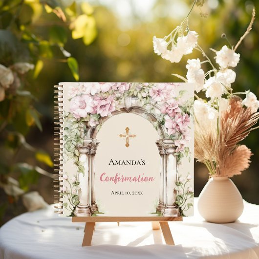 Guest book Confirmation pink florals arch ノートブック