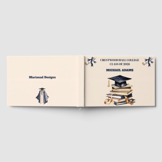 Guest Book-Custom Name & Class Year Keepsake ゲストブック (全面)