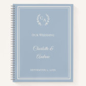 Guest Book dusty blue ivory monogrammed wedding ノートブック (正面)