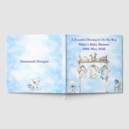 Guest Book-Editable Blue Chinoiserie Baby Shower  ゲストブック