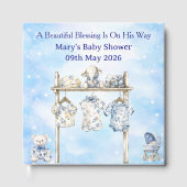 Guest Book-Editable Blue Chinoiserie Baby Shower  ゲストブック (正面)