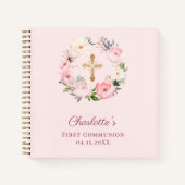 Guest book First Communion blush pink florals ノートブック (正面)
