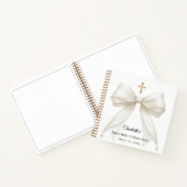 Guest book First Communion bow ivory white pearls ノートブック (内部)