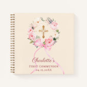 Guest book First Communion ivory blush bow floral ノートブック (正面)