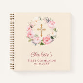 Guest book First Communion ivory blush pink floral ノートブック (正面)