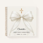 Guest book First Communion ivory bow pearls ノートブック (正面)