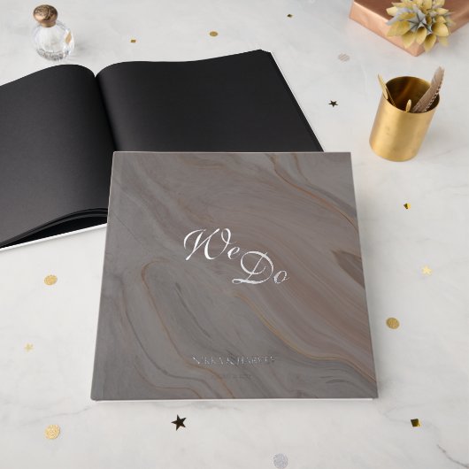 Guest Book for Wedding Elegant Black Theme ゲストブック (正面見開き)