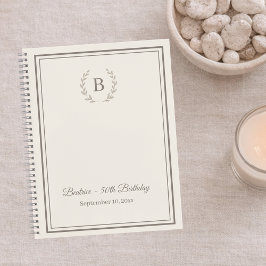 Guest Book ivory taupe Monogram Birthday ノートブック