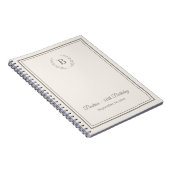 Guest Book ivory taupe Monogram Birthday budget ノートブック (右側)