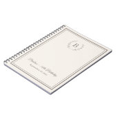 Guest Book ivory taupe Monogram Birthday budget ノートブック (左側)