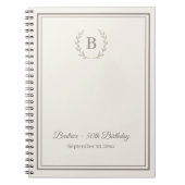 Guest Book ivory taupe Monogram Birthday budget ノートブック (正面)