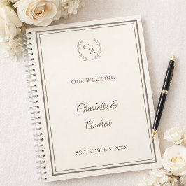 Guest Book ivory taupe monogrammed wedding ノートブック