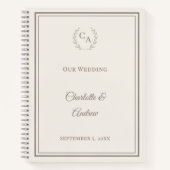 Guest Book ivory taupe monogrammed wedding ノートブック (正面)