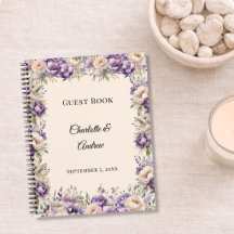 Guest Book lavender champagne floral wedding