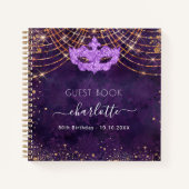 Guest book masqueradeパープルバラ金ゴールド誕生日 ノートブック (正面)