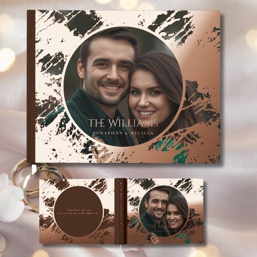 Guest Book Moody Brown Elegant Foil Guestbooks ゲストブック