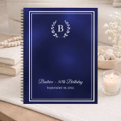 Guest Book navy blue Monogram wreath Birthday ノートブック