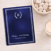 Guest Book navy blue Monogram wreath Birthday ノートブック
