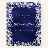 Guest book navy blue snowflakes wedding ノートブック (正面)