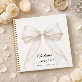 Guest book Quinceanera bow ivory white pearls ノートブック