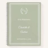 Guest Book sage green monogrammed wedding ノートブック (正面)