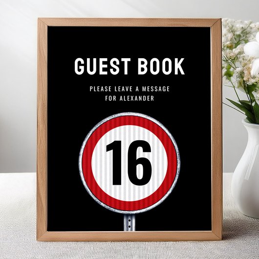 Guest book sign 16th Birthday Speed Limit  ポスター