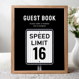 Guest book sign 16th Birthday Speed Limit  ポスター
