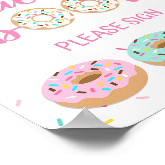 Guest Book Sign Pink Dout Table Sign ポスター (角)