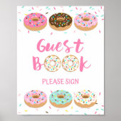 Guest Book Sign Pink Dout Table Sign ポスター (正面)